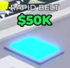 Cyan Rapid Belt purchase pad labeled $50K.