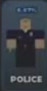 POLICE guard wearing a dark police uniform and cap.