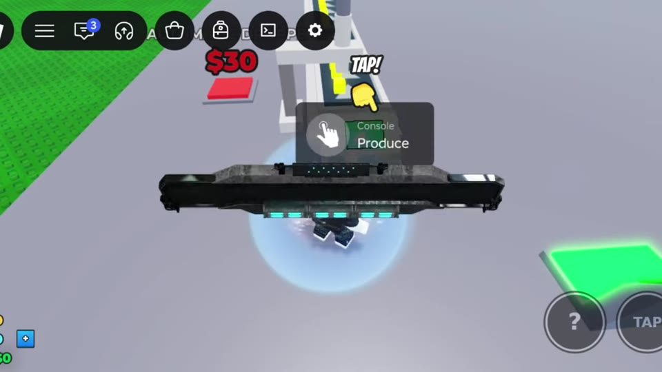 Mobile TAP prompt for Produce at the starting Console.