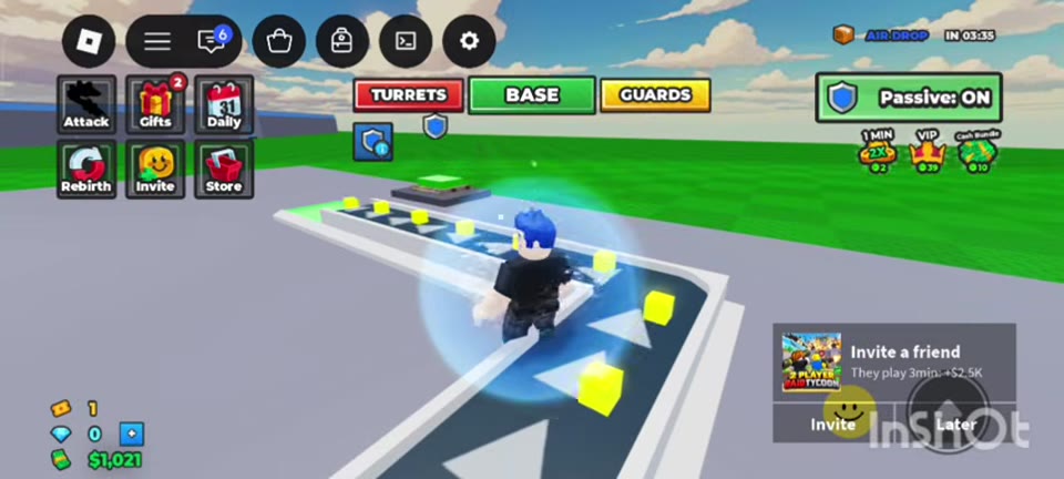 Invite a friend prompt showing a three-minute play condition and Invite and Later buttons.